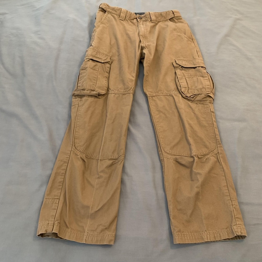 Cabela's Cargo Pants Mens 32x32 Beige Ripstop Elastic Waist Hiking Outdoor‎